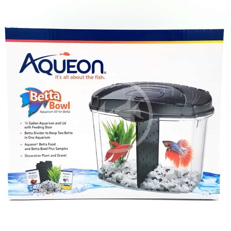 AQUEON AQE01216 Betta Fish Bowl Kit for Pets Black 