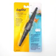 A packaged Laguna multi-hose adapter for tubing sizes 19, 25, and 32 mm. The adapter is black and displayed vertically in clear plastic, with yellow and blue background and multilingual text. A price sticker reads $5.99.
