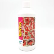 A white bottle of Revive Coral Cleaner, featuring a red coral design, displays 16.8 oz prominently on the label and showcases logos at the bottom against a pristine white background.