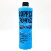 The 16 oz. tall blue bottle, Endich Copper Power SW, is designed to treat external parasites like ich and fungus. It features a black cap and a graphic of fish.