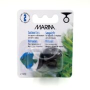 Discover the MARINA SUCTION CUPS FOR THERMOMETER, ideal for aquariums. Each pack contains durable plastic hooks and versatile suction cups. The packaging features multilingual text with an image of colorful aquarium plants and a cute fish, offering informative international appeal.