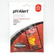 The SEACHEM PH ALERT packaging elegantly displays the pH scale from 5.4 to 8.0, featuring clear readings, detailed instructions, and distinctive branding for effortless freshwater pH monitoring at a glance.
