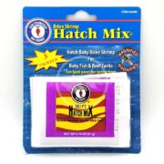 The SF Bay Brine Shrimp Hatch Mix 3 Pack is showcased in blue and yellow packaging, ideal for nourishing baby fish and reef tanks. The package is labeled with an expiration date of May 12, 2023.