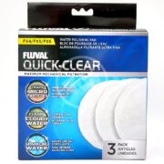 The FLUVAL QUICK-CLEAR FX4/FX6 3 PACK features water polishing pads for superior mechanical filtration, designed to fit FX4, FX5, and FX6 models. This pack includes three pads that effectively trap microparticles to clear cloudy aquarium water for sparkling clarity.