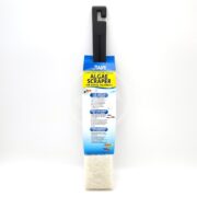 The API ALGAE SCRAPER FOR ACRYLIC has a long handle and strong, non-abrasive pad, ideal for clear views in acrylic tanks. Its packaging, shown vertically on a white background, emphasizes suitability for delicate surfaces.