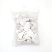 The AU SHRIMP MOLTING ROCKS come in a clear plastic bag filled with small, irregularly shaped white stones. The sealed bag has a hanging hole at the top. Each rock varies slightly in size and features a rough texture against a white background.