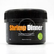 The GLAS GARTEN SHRIMP DINNER 2 PADS, in a black container featuring a green Pads logo, is designed to nourish ornamental shrimp. Made in Germany, it weighs 35 grams.