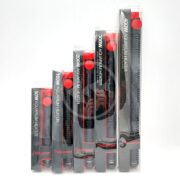 Six AQUATOP Aquarium Heaters with protective guards are displayed in a row from smallest (50W) to largest (400W). Each heater is black with red accents, and product details can be seen through the clear packaging against a white background.