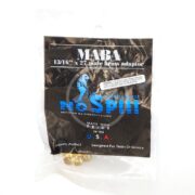 A plastic bag labeled PYTHON MABA BRASS ADAPTER 13/16 X 27 MALE from No Spill, an aquarium maintenance system, features a blue logo and proudly states Made in the U.S.A.