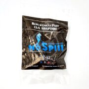 The PYTHON TWO PIECE PLASTIC ADAPTER 13-A for the NO SPILL aquarium maintenance system comes in a transparent bag with black text and a blue graphic, proudly stating Made with Pride in the U.S.A. and Designed for Years of Service.