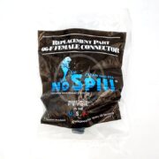The PYTHON 06-F FEMALE CONNECTOR replacement part package, labeled No Spill for aquarium systems, is black with blue text and features an astronaut with a hose. Made in the USA, its designed for years of reliable service.