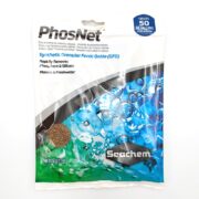 The SEACHEM PHOSNET 50G (1.7OZ) is designed for marine and freshwater aquariums, effectively removing phosphate and silicate from up to 50 gallons with its synthetic granular ferric oxide (GFO).