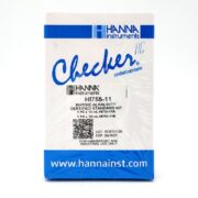 A front view of the HANNA MARINE ALKALINITY CALIBRATION CHECK SET box, featuring the Checker HC handheld colorimeter model HI755-11. This includes 1 certified standard kit, ideal for laboratory and industrial use, ensuring precise results with ease.