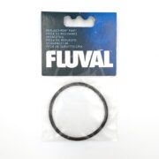 The FLUVAL MOTOR SEAL RING FX4 A20211, a circular rubber replacement for FX4 filters, comes in plastic packaging with a blue top section featuring the brand name FLUVAL in large white letters and multilingual text indicating its a replacement part.
