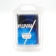 The plastic packaging features a small black knob on a white stick, presumably the FLUVAL IMPELLER SHAFT X06 X07 A20039. FLUVAL is displayed in white against a blue and black gradient. A price tag of $12.99 indicates AQUATICS UNLIMITED.