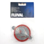 This replacement part, the FLUVAL IMPELLER COVER 207 A20133, comes in clear packaging with a blue label. It has a round, gray design with red accents and features the Fluval name with multiple translations to indicate its use as an impeller cover.