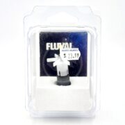The FLUVAL IMPELLER 106 206 A20112, priced at $23.99 from Aquatics Unlimited, features white blades and a gray shaft, packaged in sleek clear plastic with distinctive Fluval branding for quality aquarium maintenance.