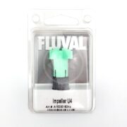 A packaged FLUVAL U4 IMPELLER A15333 is displayed in clear plastic with a card backing, featuring the green and black impeller labeled Art.# A15333 60Hz, confirming its authenticity as the genuine Fluval U4 model.