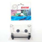 EHEIM 7443900 JAGER HEATER HOLDER includes two round black filter pads and a black plastic holder in calming blue packaging featuring aquatic plants and fish, perfectly complementing your EHEIM Jager heater setup. Affordably priced at $8.99.