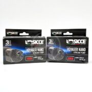 Two SICCE VOYAGER NANO Stream Pump boxes are shown, highlighting their sleek design. The left box is labeled 1000, the right 2000, both displaying pump images and a 3-year guarantee label.