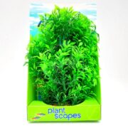The AQUALIFE SMALL HELZINE PLANT 8 PP1642 features vibrant, dense leaves in a bright green Plant Scapes display box with a sky-and-clouds backdrop. Multicolored fish graphics add whimsy, inspired by Fluval Aqualife.