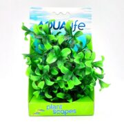 The AQUALIFE LARGE BACOPA PLANT 8 PP1643 packaging features an artificial green plant that resembles a large Bacopa, with vibrant leaves set against a blue and green backdrop to create an aquatic theme.
