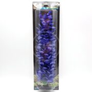 The UT BACOPA PURPLE artificial aquarium plant features vibrant purple leaves, packed in clear plastic and standing vertically to display its dense 16-inch structure.