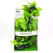 The FLUVAL LIZARDS TAIL is a vibrant green artificial aquarium plant, packaged upright for showcasing. Its ideal for creating a stunning aquatic landscape in your fish tank.