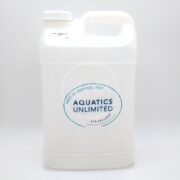 The 2.5 GALLON WATER JUG W/CAP, labeled Aquatics Unlimited and featuring Best in Tropical Fish, is a white plastic container with a handle, perfect for storing aquarium-related liquids.
