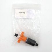 A small mechanical part with orange and black sections, sealed in a clear plastic bag labeled FZ7-RI against a plain white background.