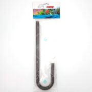 A black plastic aquarium pipe with a hooked end, packaged in a clear plastic bag with a colorful fish-themed EHEIM brand label at the top.
