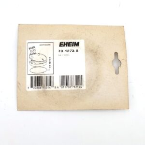 A beige EHEIM product package with a barcode, part number 73 1273 8, and a simple diagram of a round aquarium accessory. The label indicates Made in Germany. The package has a hanging hole.