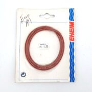A red rubber ring is sealed in plastic on white EHEIM-branded packaging with blue and red stripes. A price sticker shows $8.99 and handwriting is visible in the upper left corner.