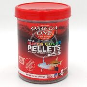 The Omega One Super Color Pellet, 4.2 oz, features whole seafood protein, small sinking pellets, and meal-free ingredients. Made in the USA, it is ideal for enhancing any fishs vibrant colors naturally.