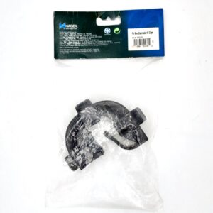 A sealed plastic bag containing two black plastic clips, labeled Hagen Fit Em Connector L Clips with product information on the blue and green packaging header.