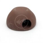 A small, dome-shaped, brown ceramic cave with a round entrance hole, designed for use in aquariums or terrariums as a hiding spot for fish or small reptiles.