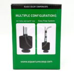 Green product box with MULTIPLE CONFIGURATIONS in white text, images of two black sponge filters with different tube setups, and the website www.aquariumcoop.com at the bottom.