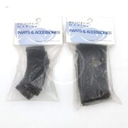 Two plastic bags labeled Ecotech Marine Parts & Accessories each contain a black foam filter pad. The pads are rectangular and packaged separately in clear bags with white and blue branded labels.