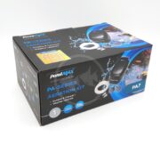 A PondMAX PA-Series Aeration Kit box featuring images of the pump and accessories, labeled as durable, compact, weather resistant, and suitable for outdoor ponds. The box has blue and black colors with water and fish graphics.
