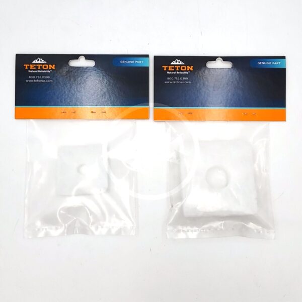 Two Teton branded packages containing white square filter pads, each with a circular opening in the center, displayed on a white background.
