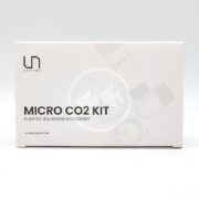 White box with MICRO CO2 KIT PLANTED AQUARIUM ACCESSORY in bold letters on the front, along with technical line art of a CO2 kit and the brand name Ultum Nature Systems.