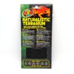 Front of Zoo Med Naturalistic Terrarium packaging, featuring an orange frog, product name in yellow text, and a mesh sample. Text highlights non-toxic mesh for use between substrate layers, size 46cm x 46cm.