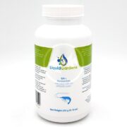 A white bottle labeled Liquid Gardens GH+ Remineralizer, intended for use with RO/DI water, with green and blue accents and text, and a net weight of 250 g (8.18 oz), on a plain white background.