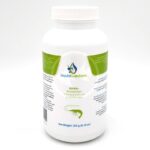 A white bottle of Liquid Gardens GH KH+ remineralizer, intended for use with RO/DI water. The label features green accents, text details, and a blue shrimp illustration. Net weight is 250g (8.18 oz).