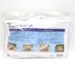 A packaged Aquascape Aquatic Planter with step-by-step installation instructions and images printed on the front, showing how to use the product for planting in ponds.