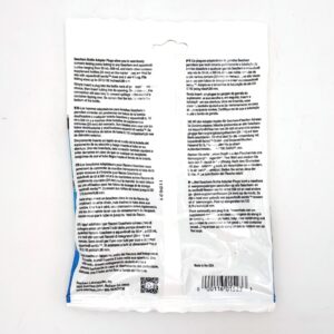 Back of a white product package with black text in multiple languages, including instructions and information. A barcode and QR code are visible at the bottom, and Made in the USA is printed on the lower right.