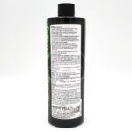 A black bottle of Brightwell Aquatics Florin Axis aquarium supplement with a white label displaying detailed usage instructions and product information on the back. The lid is black and the bottle stands upright.