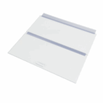 A flat, transparent acrylic desk pad with two raised horizontal edges, designed to hold and display documents or papers on a flat surface.