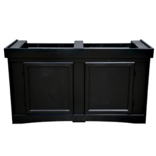 Screenshot 2025 11 20 125704 1.png The SEAPORA MONARCH STAND 27.5" HIGH is a black wooden stand featuring two paneled doors and an open top, ideal for supporting a countertop or sink.