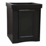 The SEAPORA MONARCH STAND 27.5" HIGH is a black rectangular stand with a single front door and a plain recessed panel design, featuring an open top ideal for supporting a sink or countertop.